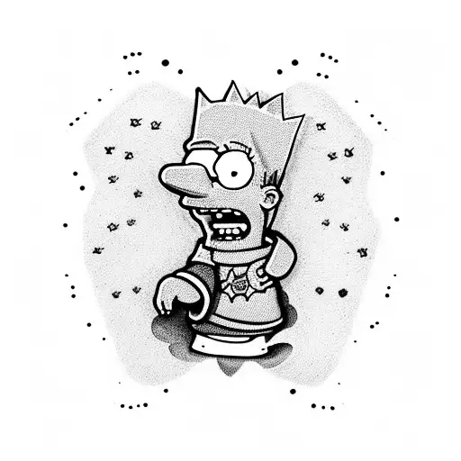 Bart Simpson wearing a hoodie and giving two middle fingers tattoo design idea