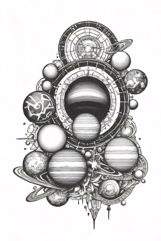 mandala of planets and solar system tattoo design idea
