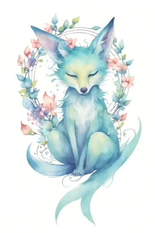 fairy and fox tattoo design idea