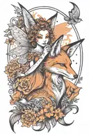 fairy and fox tattoo design idea
