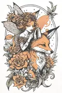 fairy and fox tattoo design idea