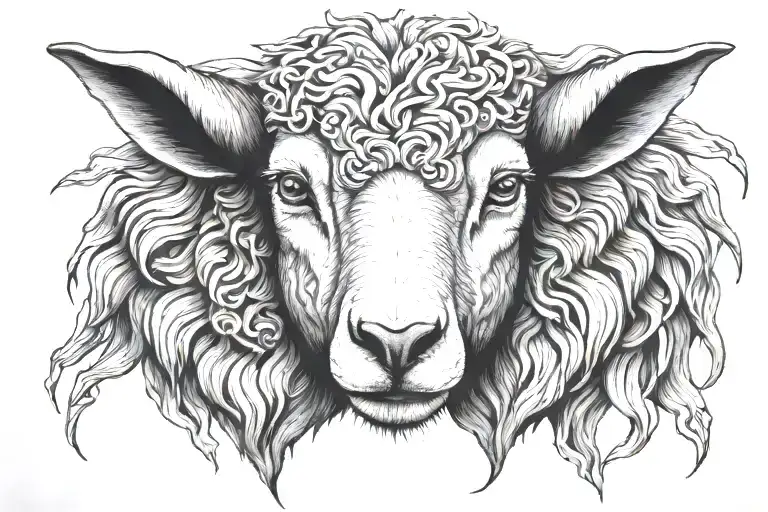 Scary sheep wearing wolf skin tattoo design idea