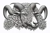 Scary sheep wearing wolf skin tattoo design idea