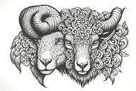 Scary sheep wearing wolf skin tattoo design idea