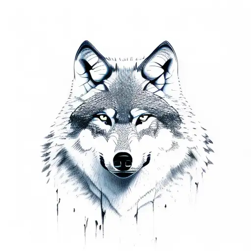 wolf forest tattoo design idea