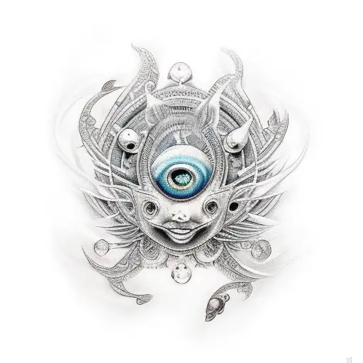 fish goddess tattoo design idea