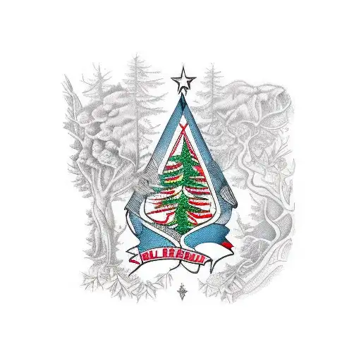 Lebanon map, inside it a ceader tree the symbol of the country tattoo design idea