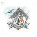 Lebanon map, inside it a ceader tree the symbol of the country tattoo design idea