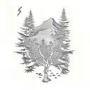 Lebanon map, inside it a ceader tree the symbol of the country tattoo design idea