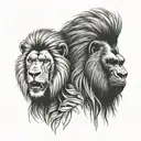 Silverback gorilla and lion tattoo tattoo design idea