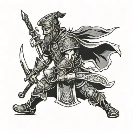 irish warrior wielding tattoo design idea
