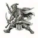 irish warrior wielding tattoo design idea