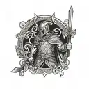 irish warrior wielding tattoo design idea