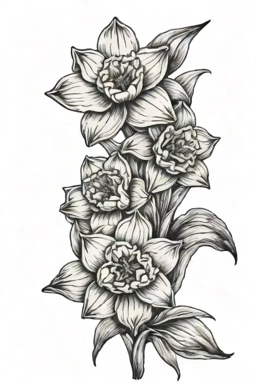 narcissus flower bouquet two blooms December birthstone color  tattoo design idea