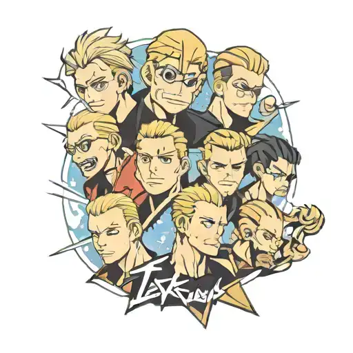 Create an image featuring the captains from Tokyo Revengers gathered together, each displaying their unique personalitie tattoo design idea