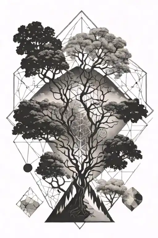 Nature, trees, soul, mind, science, quantum physics, chemistry, god, universe, mystery  tattoo design idea