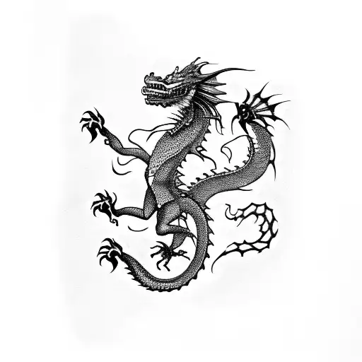 dragon with scorpion tattoo design idea