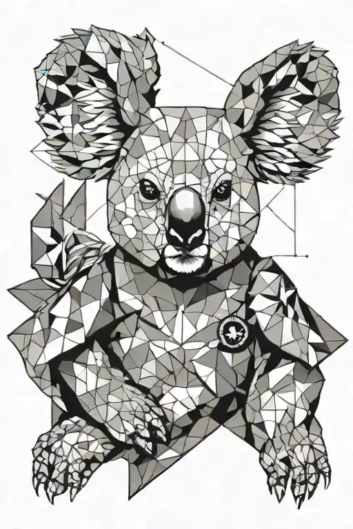 A koala in a soldier's uniform with a single star rank on its shoulder tattoo design idea