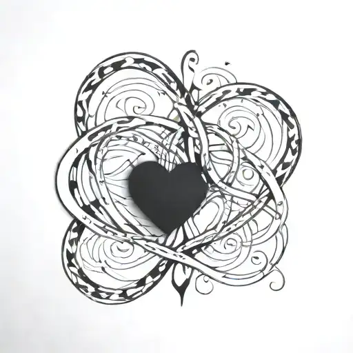 A minimalist design of intertwined hearts representing the bond between Sarita and Pradeep, with a touch of elegance and simplicity tattoo design idea