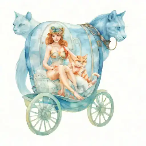 Freya battle ready with cats pulling chariot tattoo design idea