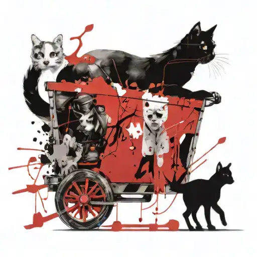 Freya battle ready with cats pulling chariot tattoo design idea