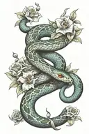 snake with flowers tattoo design idea