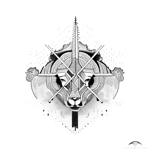 Lion and mountains  tattoo design idea