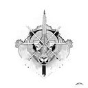 Lion and mountains  tattoo design idea