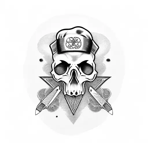 chef skull with knifes tattoo design idea