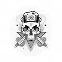 chef skull with knifes tattoo design idea
