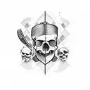 chef skull with knifes tattoo design idea