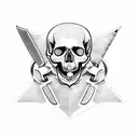 chef skull with knifes tattoo design idea