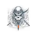 Ronin with fire tattoo design idea