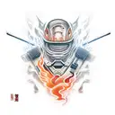 Ronin with fire tattoo design idea