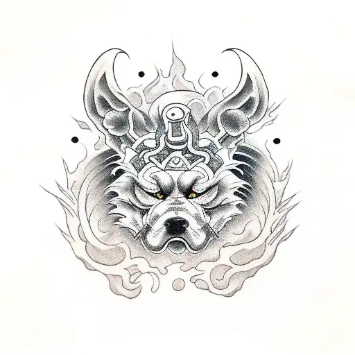 full body hell hound tattoo design idea