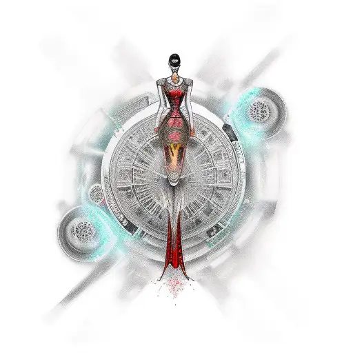 dancer long dress tattoo design idea