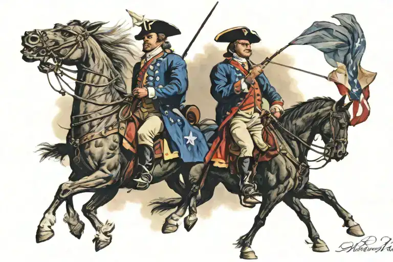 revolutionary war 1776 declaration liberty Paul revere midnight ride tattoo design idea