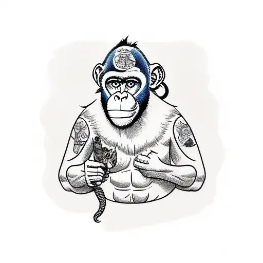 monkey boy with a joint tattoo design idea