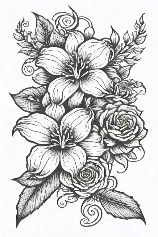 flowers within two bold lines  tattoo design idea