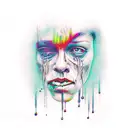 weeping face tattoo design idea