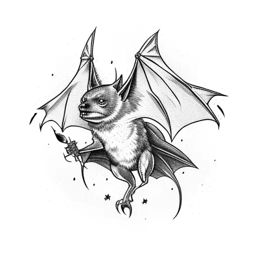 full body bat with liberty spiked and its punk tattoo  tattoo design idea