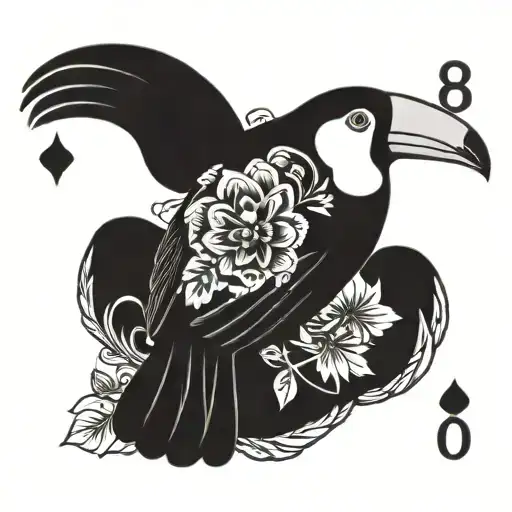 toucan 8 of clubs playing card tattoo design idea