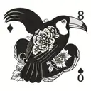 toucan 8 of clubs playing card tattoo design idea