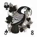 toucan 8 of clubs playing card tattoo design idea