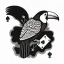 toucan 8 of clubs playing card tattoo design idea