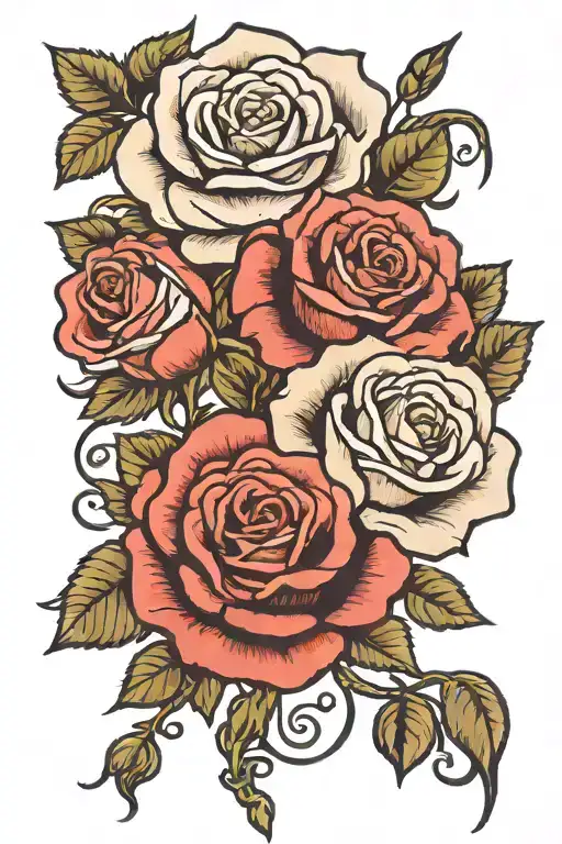 climbing rose intertwined tattoo design idea