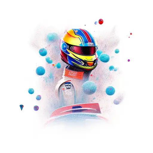 Incorporate a sleek formula 1 car design with elements of speed and excitement tattoo design idea