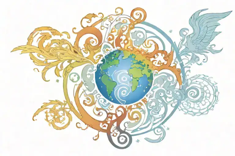 earth, wind, Fire and Water  tattoo design idea