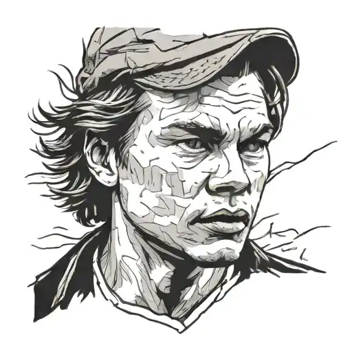A portrait of River Phoenix in a classic movie scene tattoo design idea