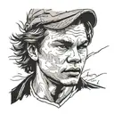 A portrait of River Phoenix in a classic movie scene tattoo design idea